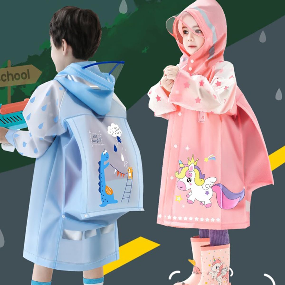 Eco-Friendly Kids Rain Coats for Boys Girls