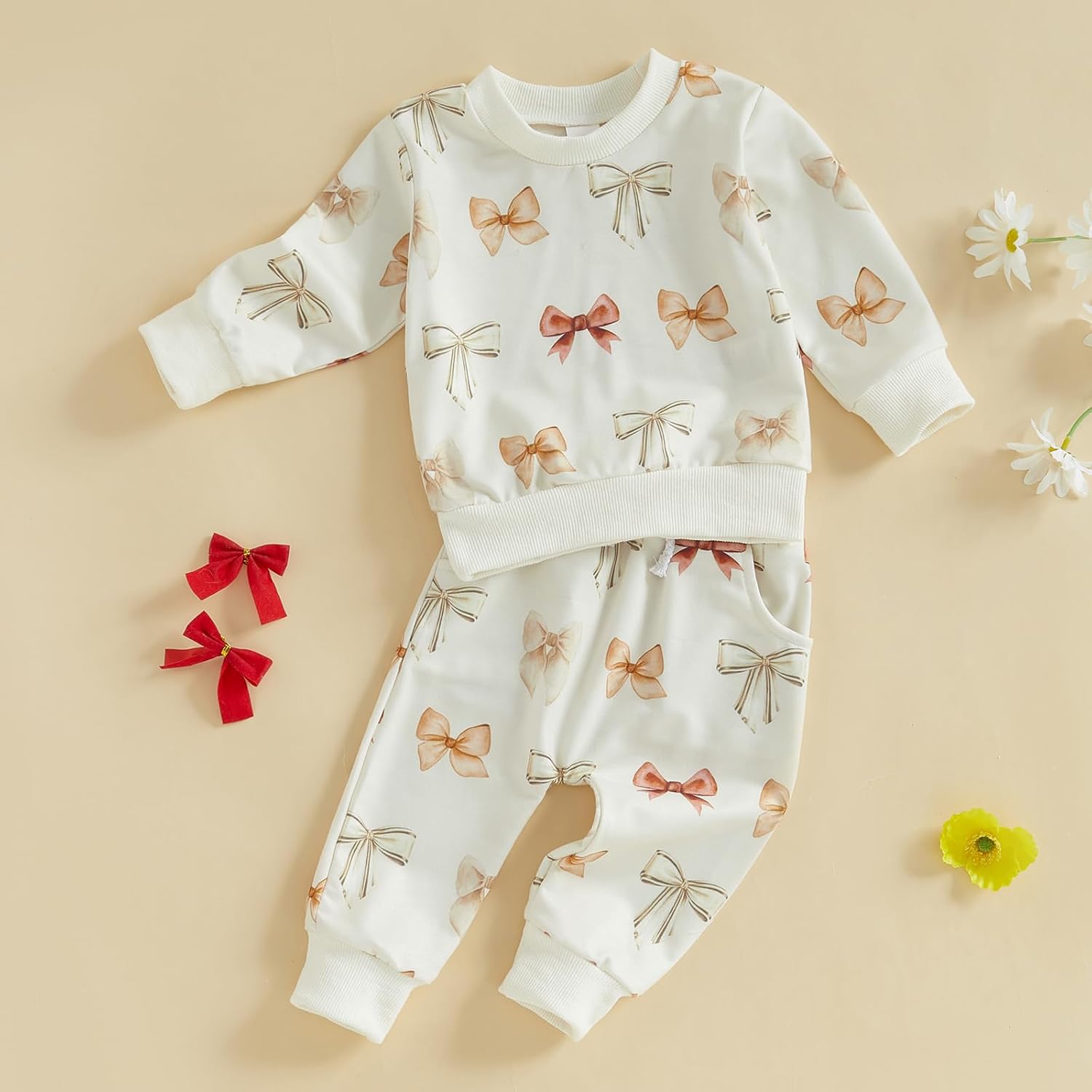 Adorable Toddler Baby GirlCottonPolyesterSpandexFruit Strawberry PrintSweatshirt Pants 3-24 Months