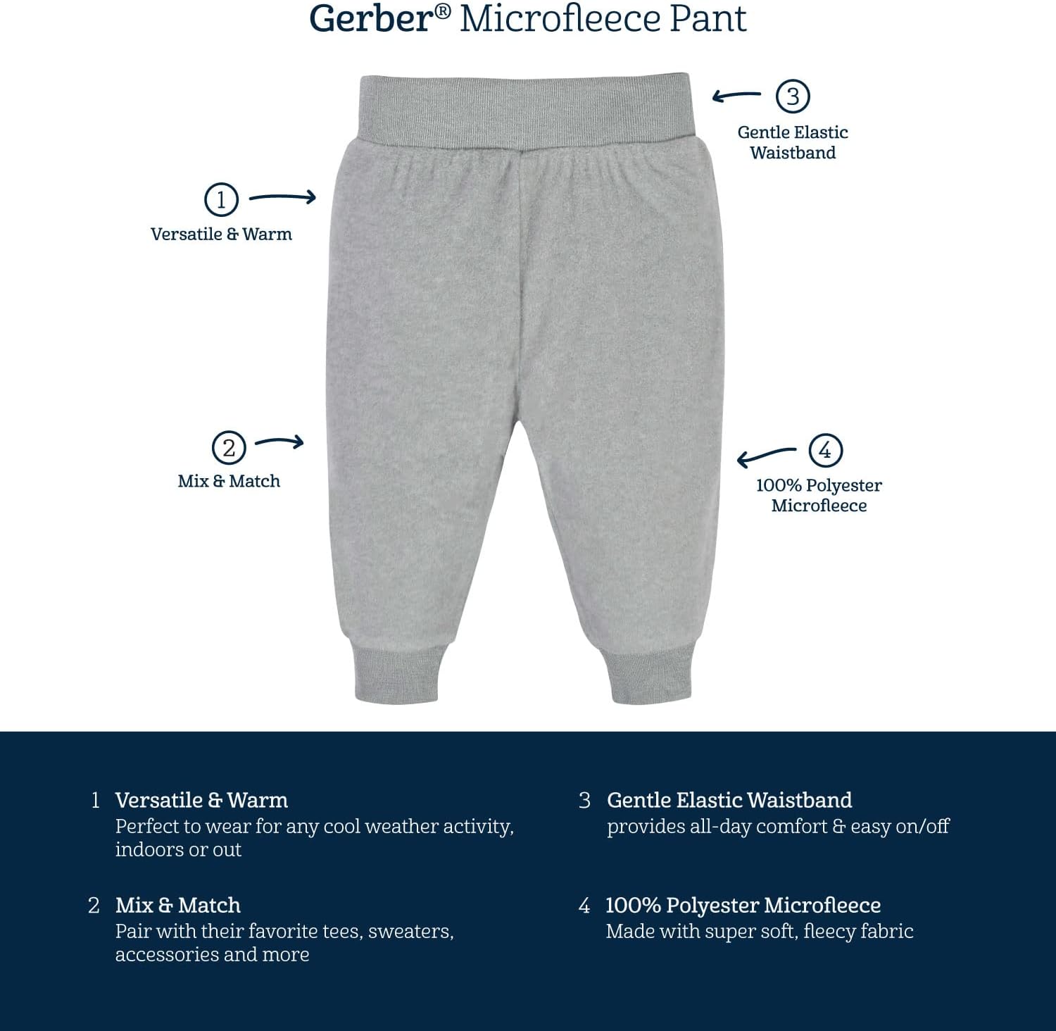 Gerber Microfleece Pants for Baby Boys 4-Pack