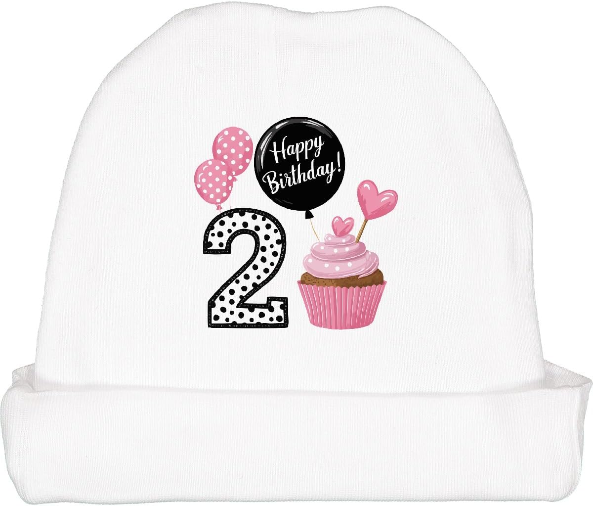 inktastic 2nd Birthday Girl Cupcake Baby Beanie Hat 2 years