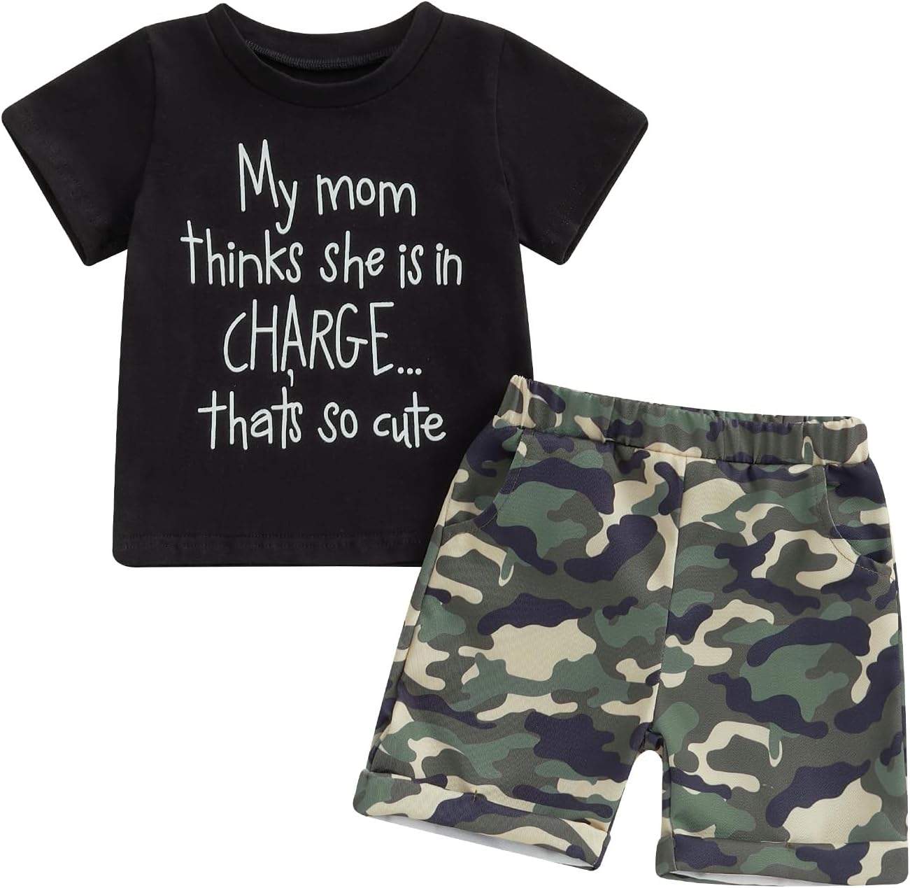 WDEHOW Trendy Toddler Kids Baby Boy Summer Outfits - 1T to 5T Camouflage Sets
