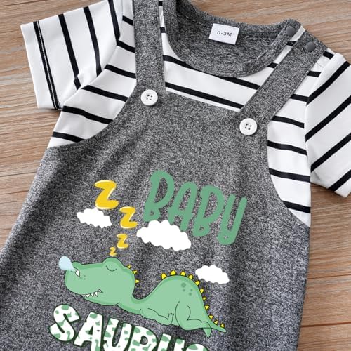 2-Pack Baby Dinosaur Romper Set with Snap Bottoms and Adjustable Straps