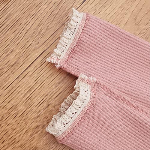 Cute Footless Ruffle Lace Trim Leggings for Toddler Girls