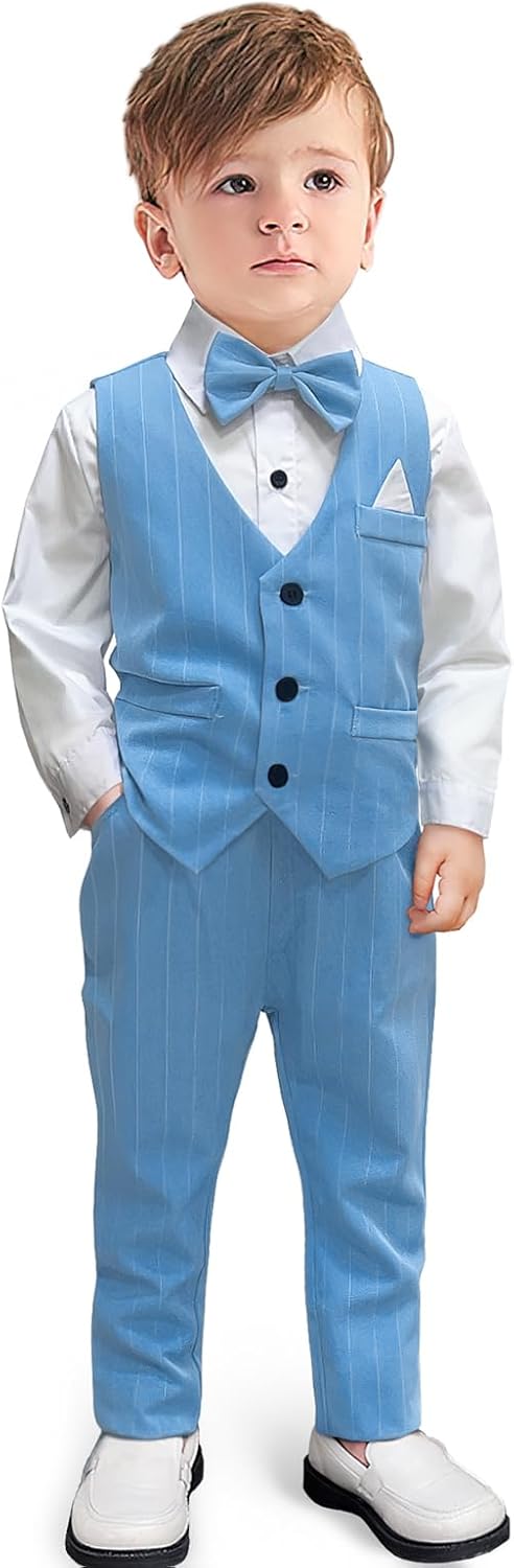 Yilaku Boys Suits Stylish Toddler Outfit with Vest Shirt Pants More