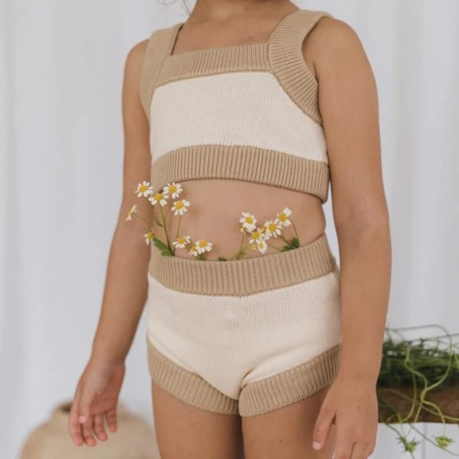 Baby Girls Summer Outfits Knitted sweater vest bloomers shorts set