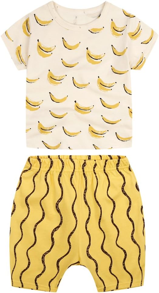 Sanlutoz Boys Banana T-Shirt and Cotton Shorts Set for Toddlers