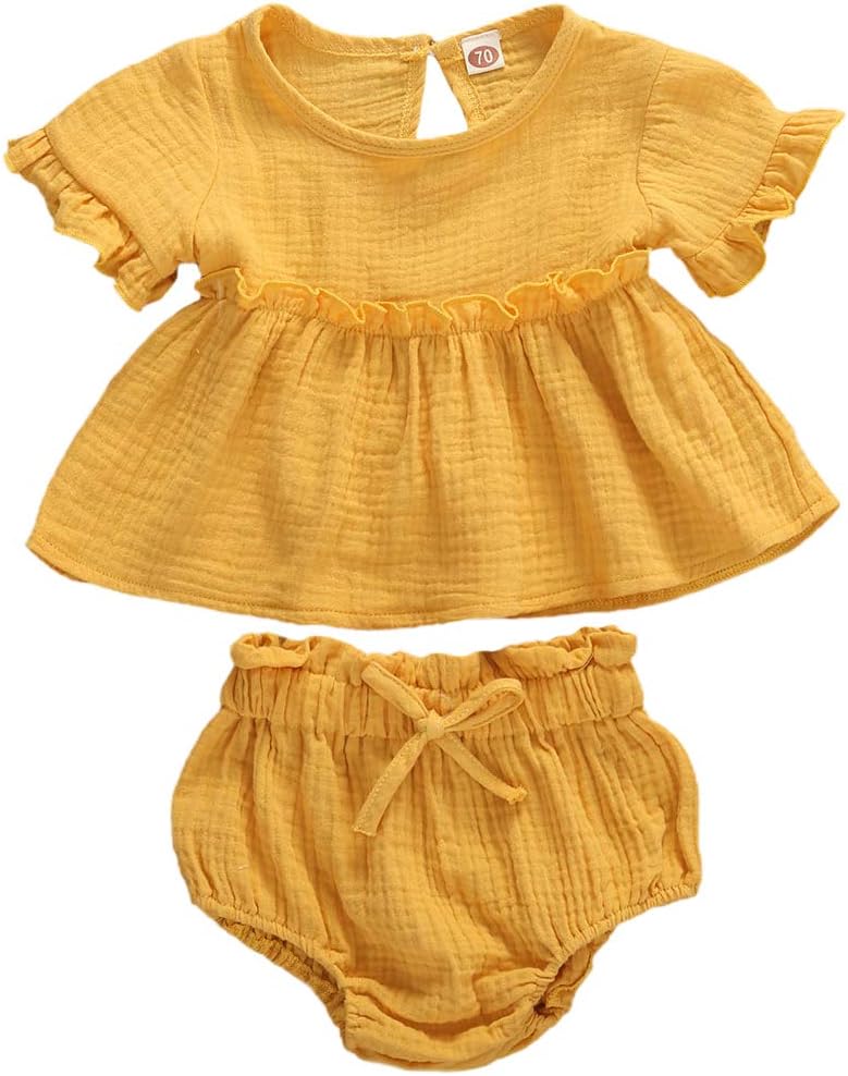 Perfect Summer Outfit for Newborn - Ruffled Solid Set