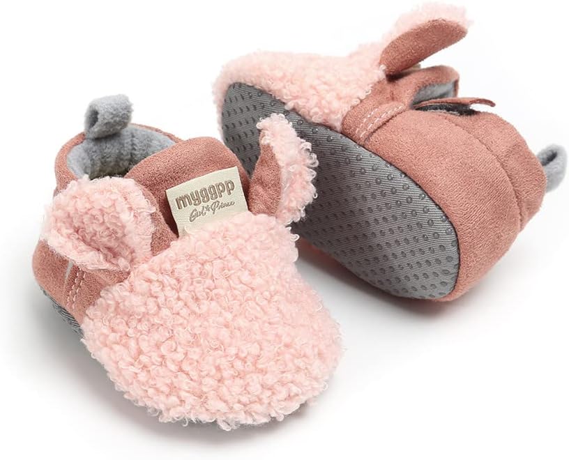GDSDYM Baby Booties Cozy Fleece Slippers Soft Baby Shoes with Gripper Soles