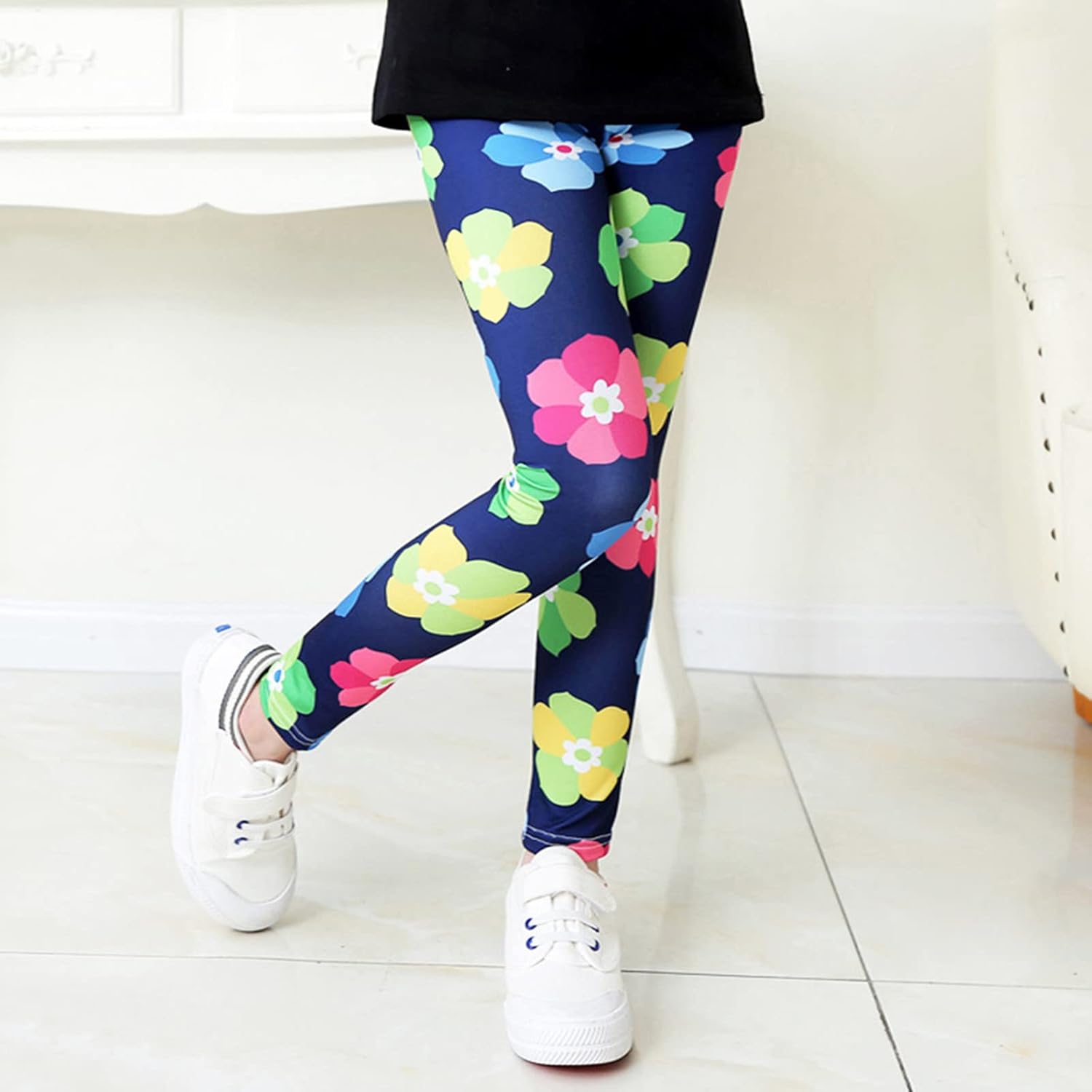 Kids Stretchy Floral Printed leggings