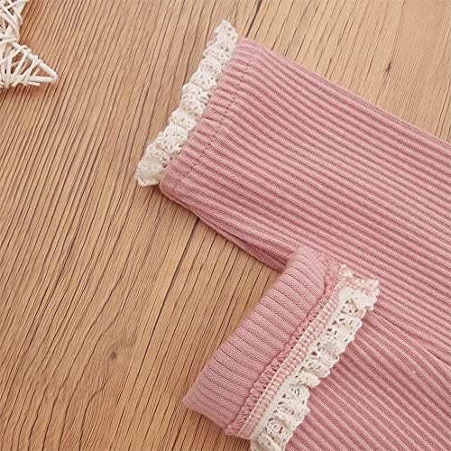 Cute Footless Ruffle Lace Trim Leggings for Toddler Girls