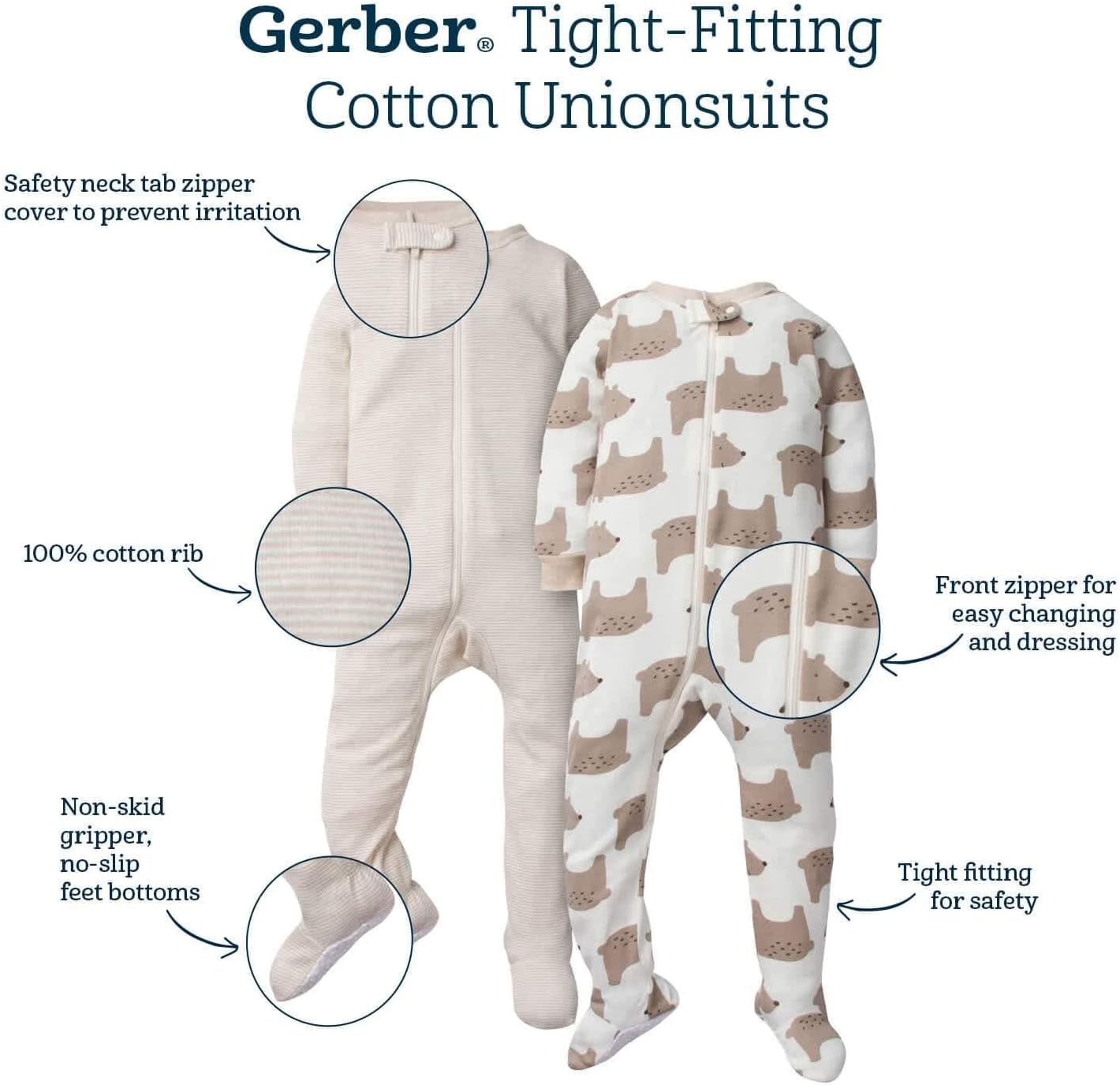 Gerber Baby Boys 4-Pack Footed Pajamas Reliable Sleepwear with Safety Features