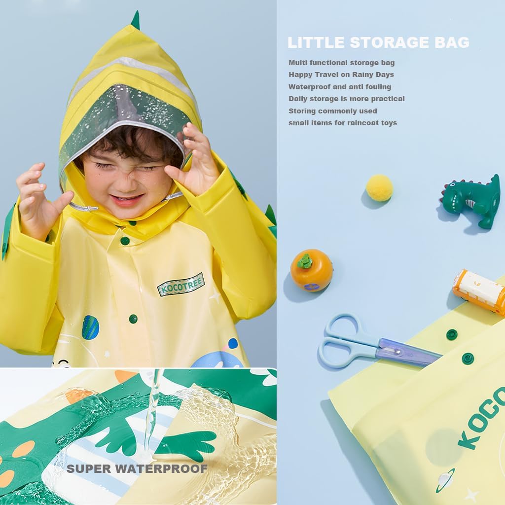 FouyadaKids Waterproof Rain Coats for Girls Boys Eco-Friendly Reusable Rain Jackets
