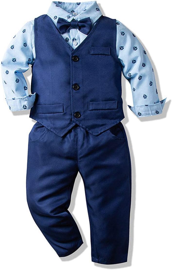 Boys 4-Piece Set with vest shirt bowtie and pants