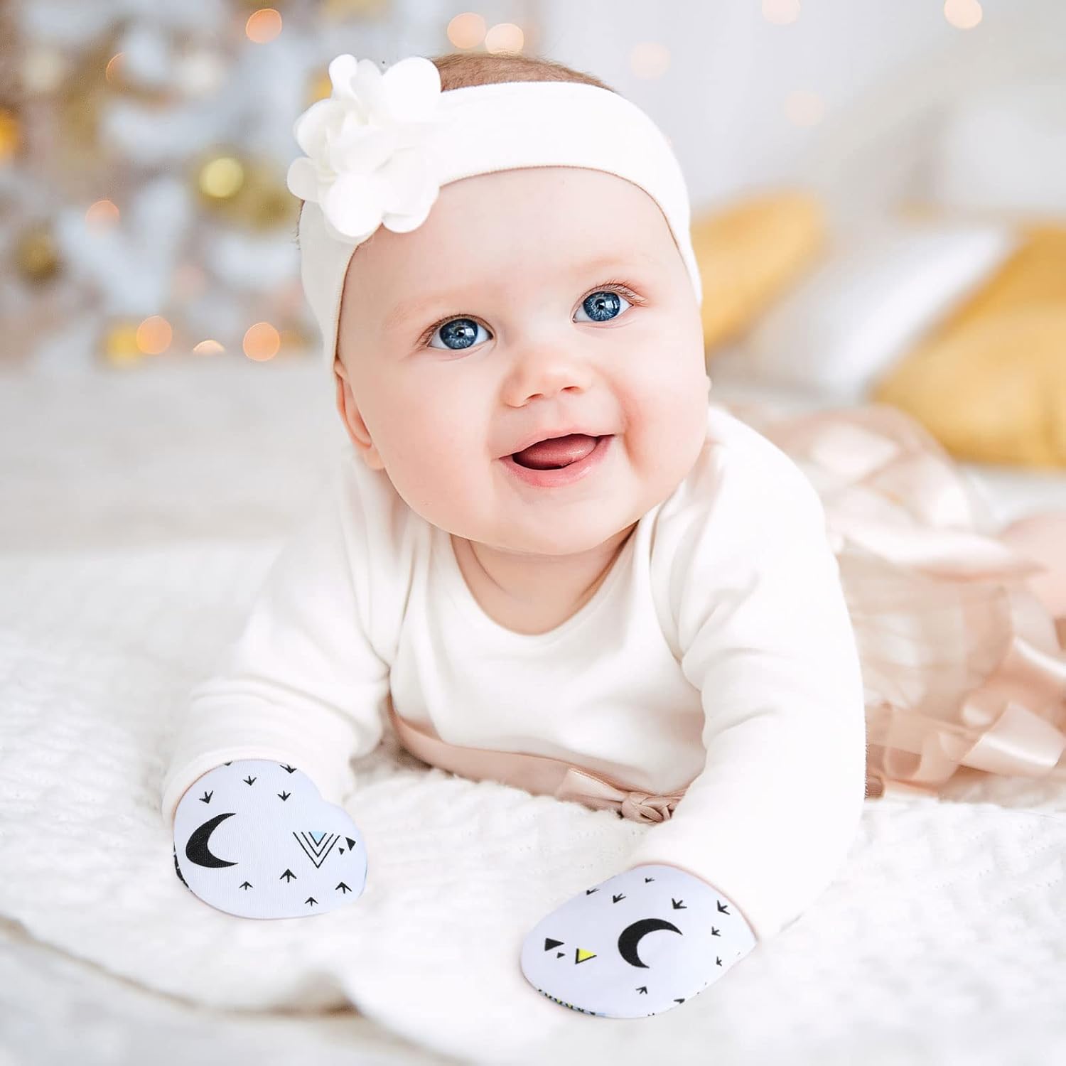 Geyoga 6 Pairs Baby Mittens No Scratch Cotton for 3-9 Months