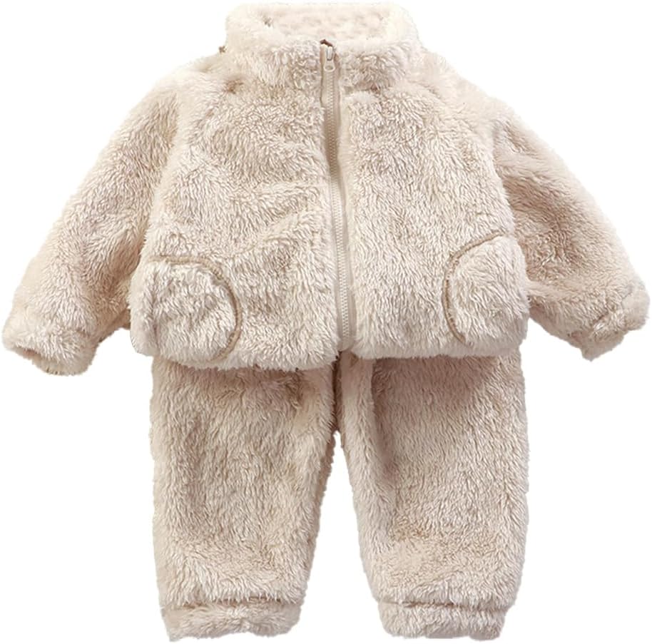 UVIPC Toddler Bear Fleece Set Winter 2-Piece Bear Matching Set