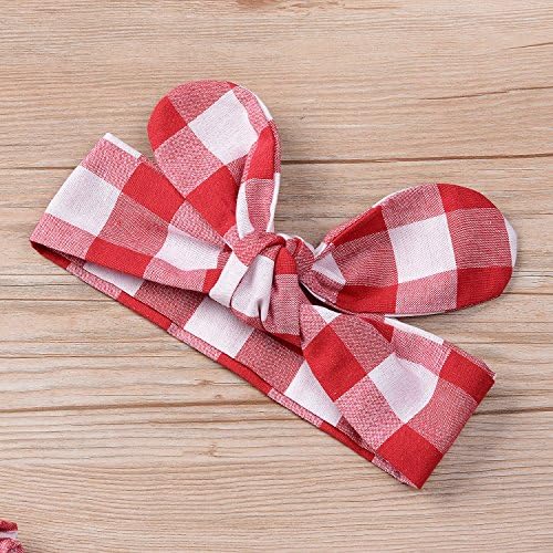 Baby Girls Plaid Ruffle Bowknot Tank TopDenim Shorts Outfit with Headband