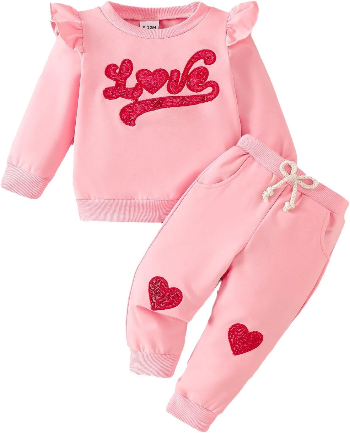 2Pcs infant winter outfit set Long sleeve crewneck joggers