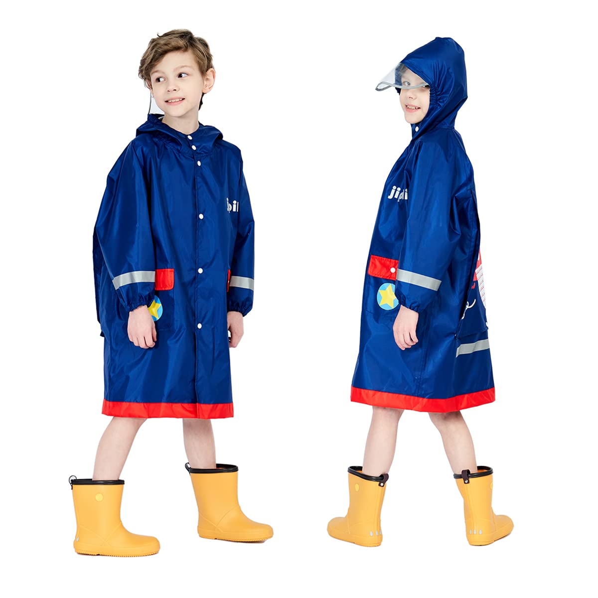 Fewlby Kids waterproof raincoat with reflective features for rainy days