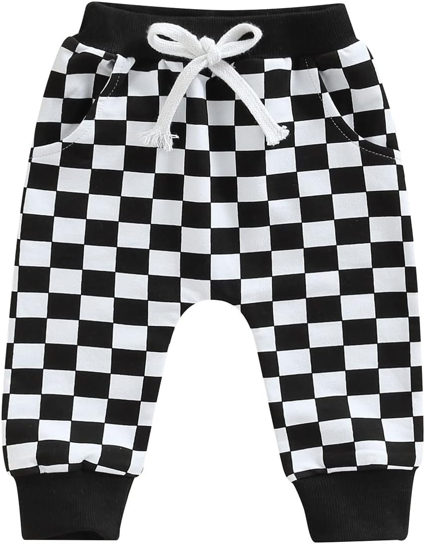 High-Quality Checkerboard Plaid Pants for Baby Elastic Waist Casual Trousers