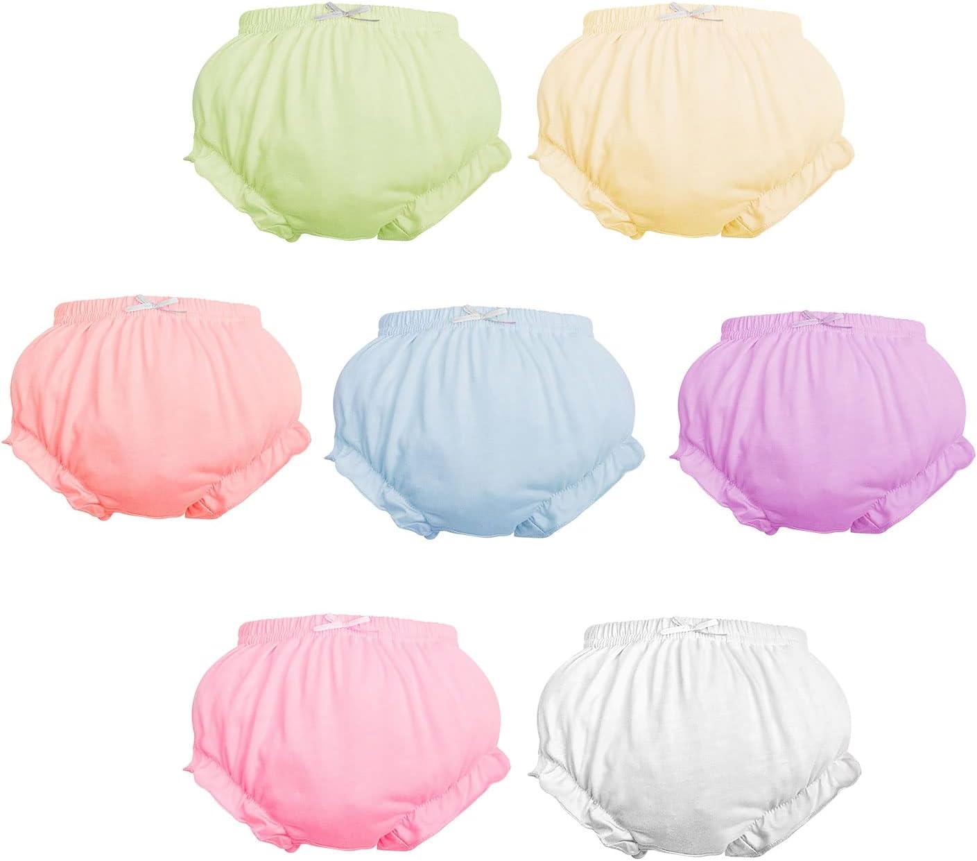 7-Pack Soft Cotton Baby Bloomers for Toddler Girls with Cute Patterns
