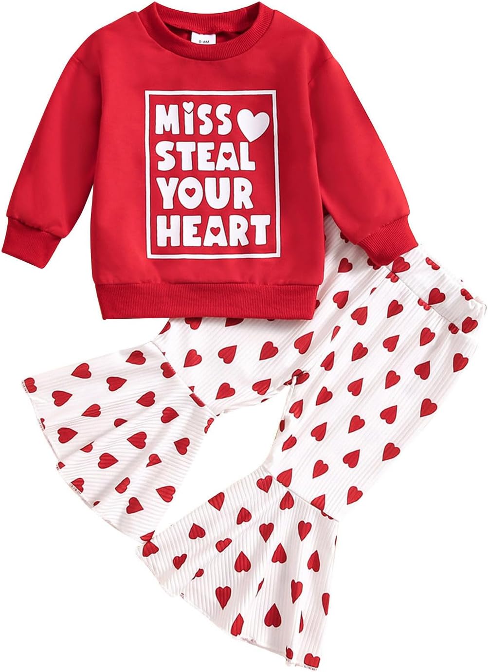 FZVYD 2025 SpringFall Heart Print Toddler Girls Outfit Set