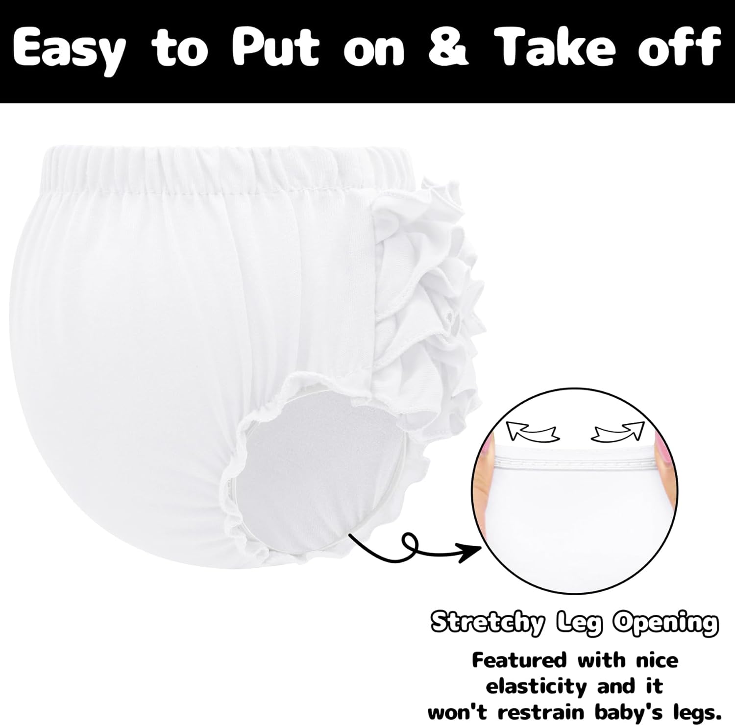 Olreco Baby Bloomers - Soft Stretchy Diaper Covers for Toddler Girls