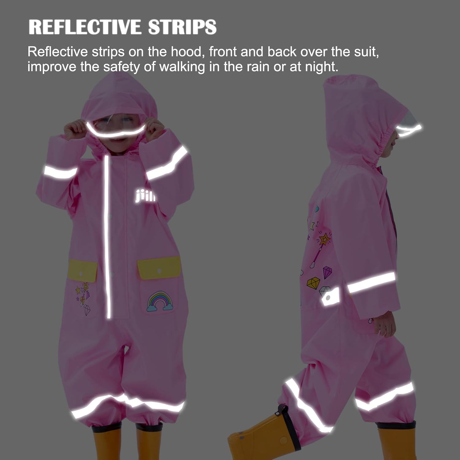 Fewlby Safe Dry Toddler Rain Coats for Kids