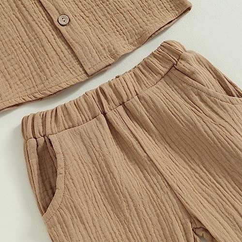 KtwHarnu Toddler Boys Girls Casual Outfit Long Sleeve Shirts Drawstring Pants Set