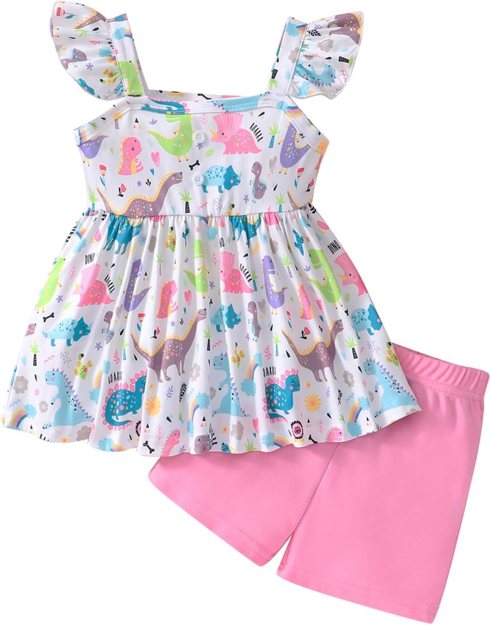 2-Pack Dinosaur-Ruffled Leopard Child Outfits