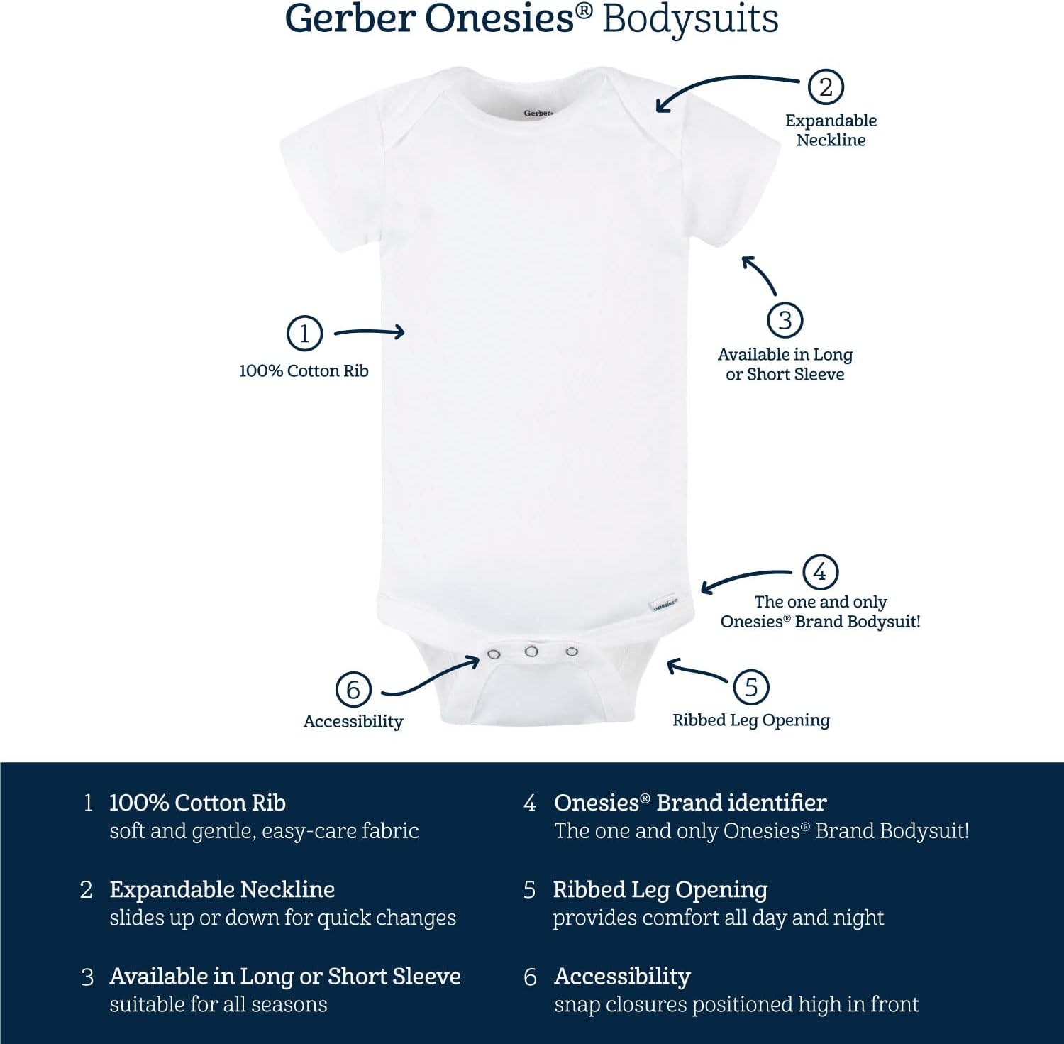 Gerber 6-Pack Unisex Long-Sleeve Onesies