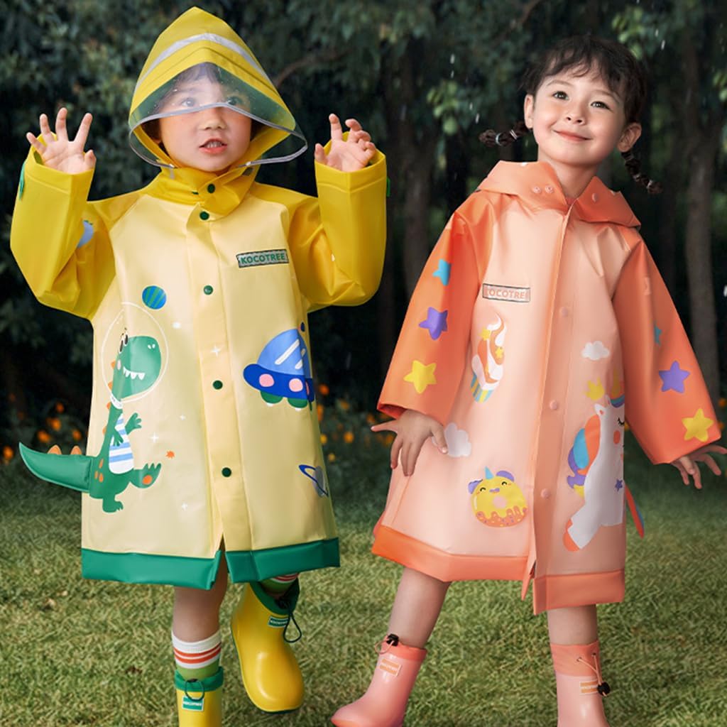 FouyadaKids Waterproof Rain Coats for Girls Boys Eco-Friendly Reusable Rain Jackets