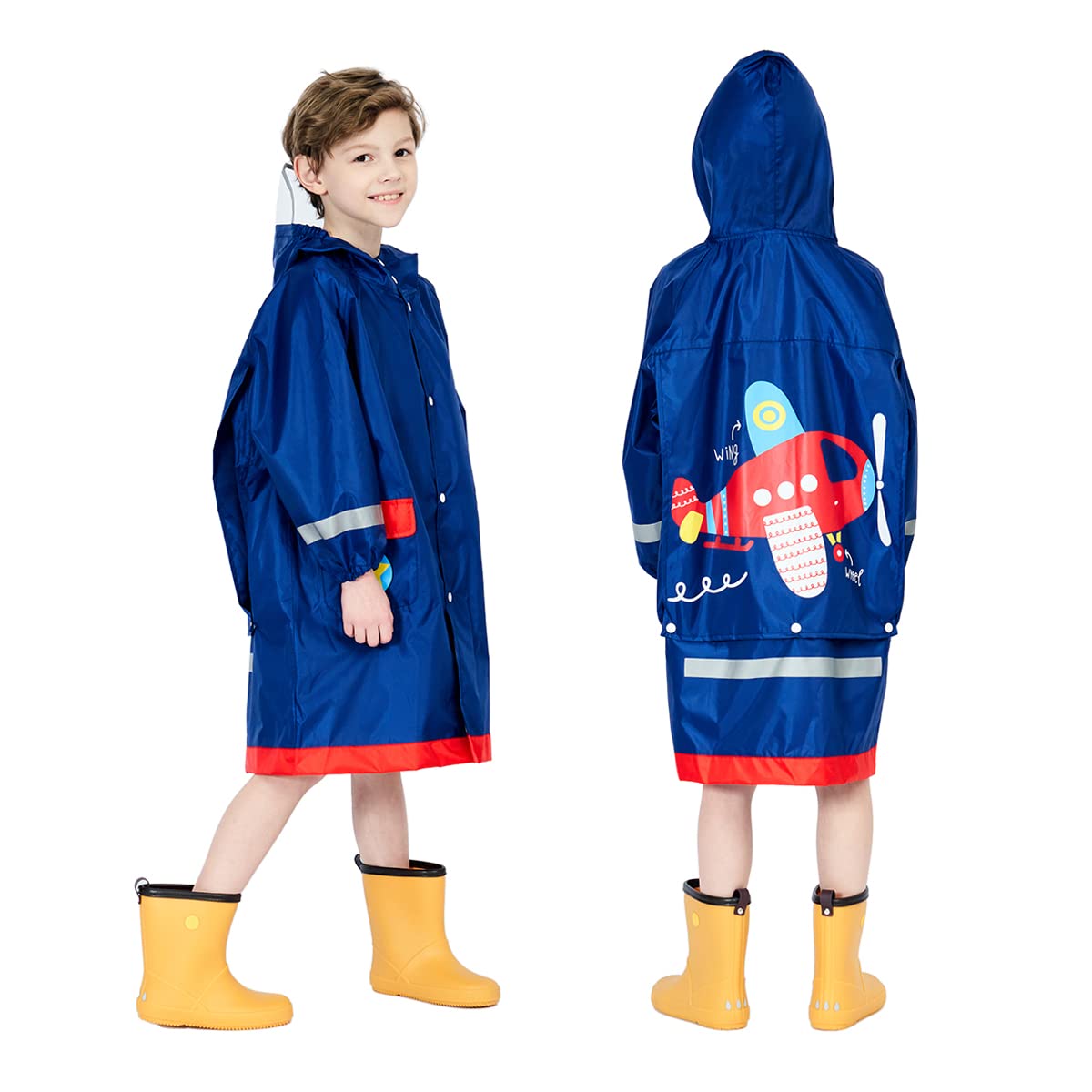 Fewlby Kids waterproof raincoat with reflective features for rainy days