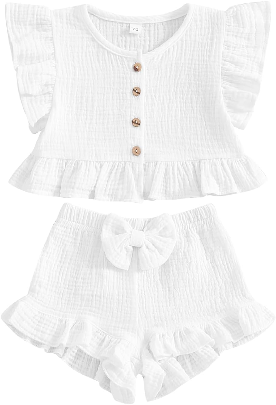 BemeyourBBs Summer Toddler Ruffle Sleeveless Top and Bloomers Set
