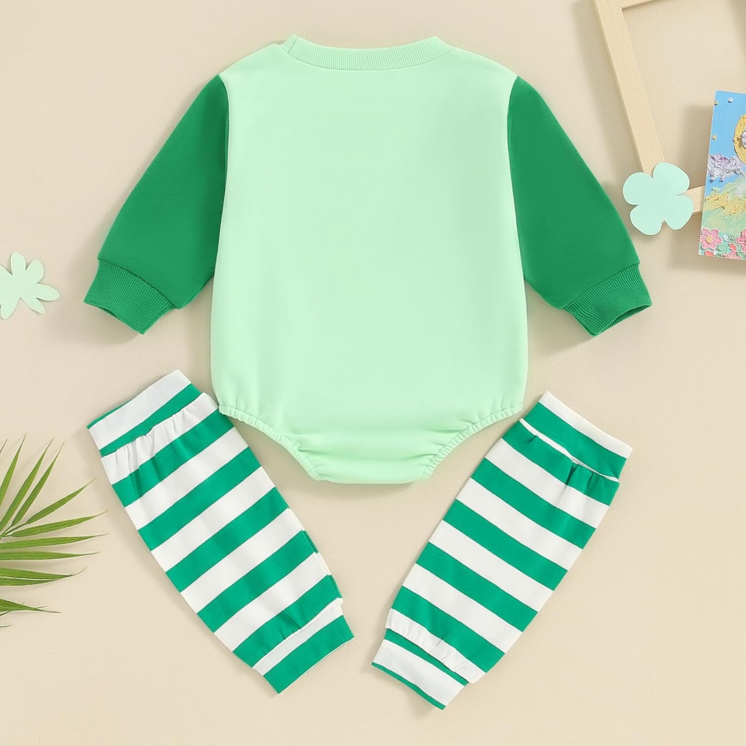 First Saint Patricks Day Irish-Theme Baby Boy Romper with Stripe Leg Warmer