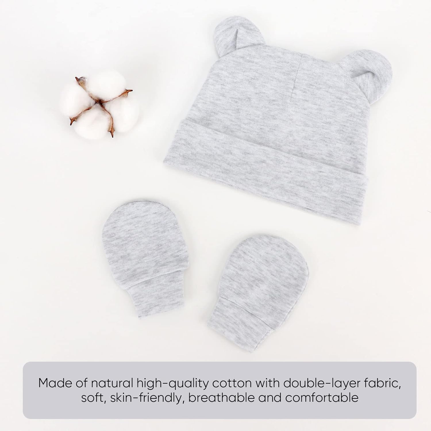 BQUBO Newborn Baby Mittens Hats Bundle