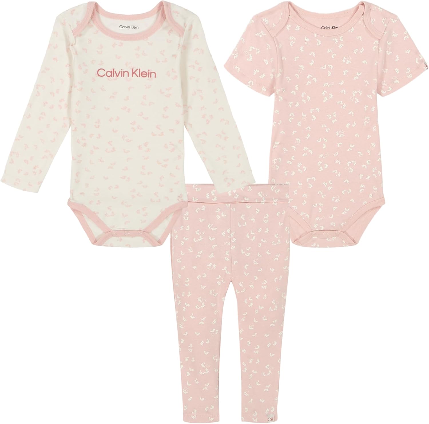 Calvin Klein Baby-Girls 3pc Creeper Pant Set