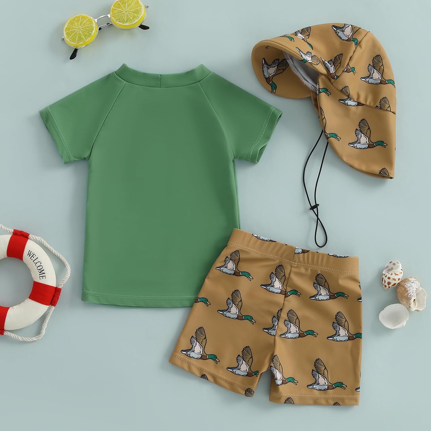 Sprifallbaby Toddler Boy Rash Guard Swimwear Set