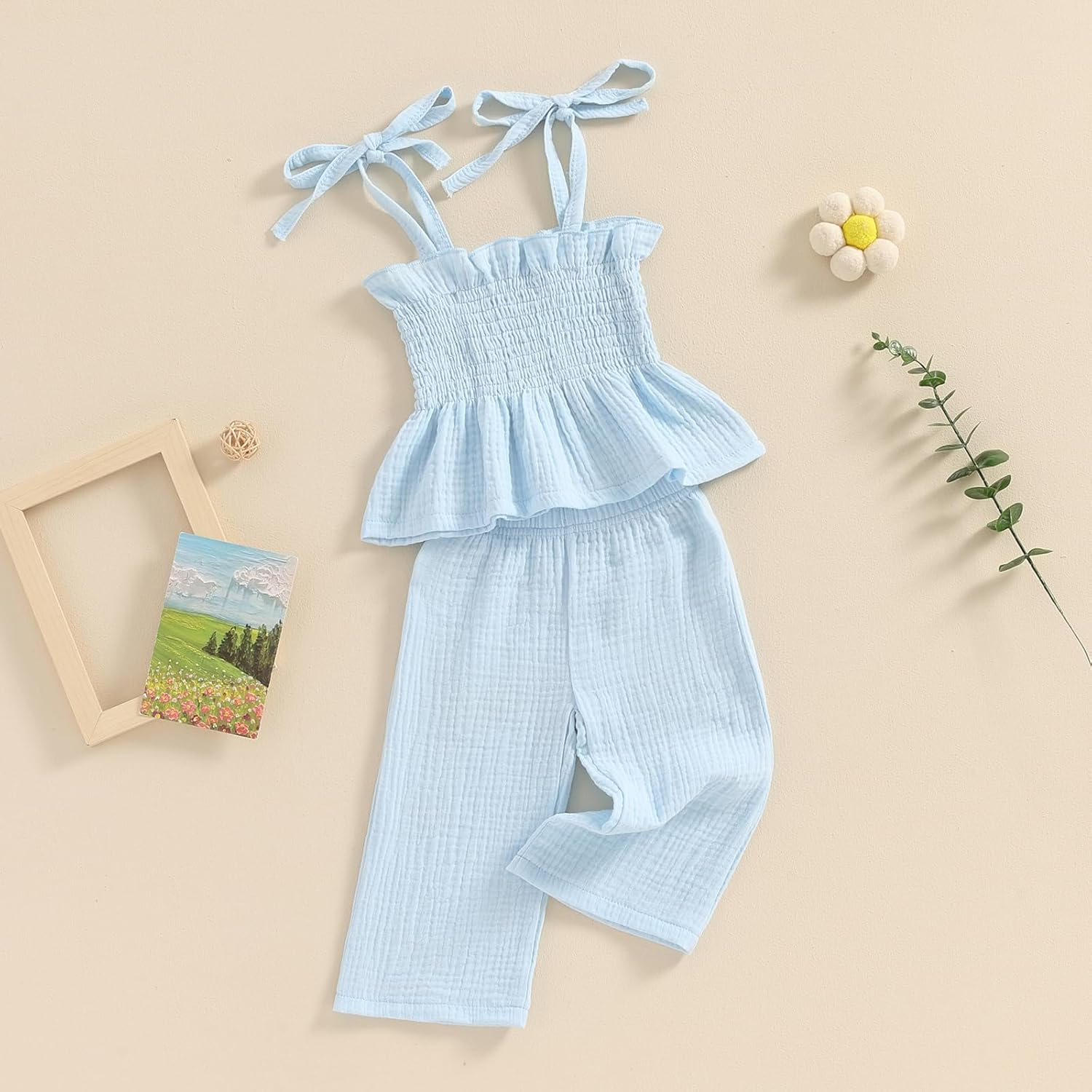 Perfect for Toddler Girls Summer 2-Piece CropTop Pants Set