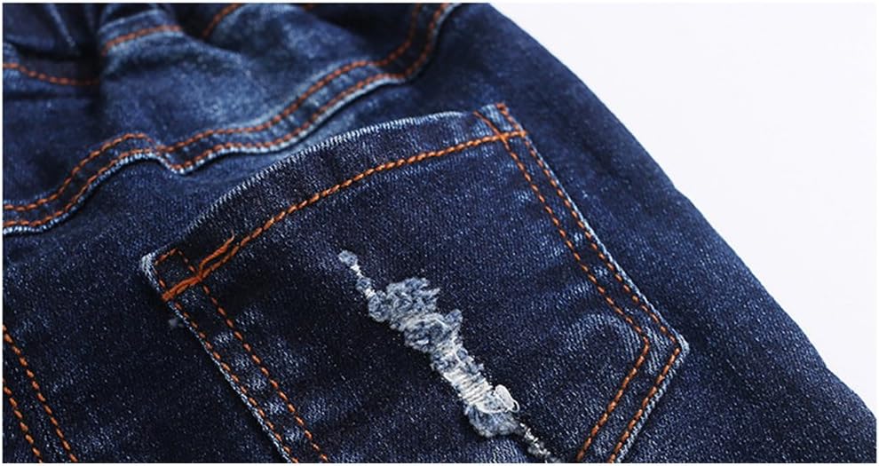 KIDSCOOL SPACE Baby Jeans Elastic Waist Little Ripped Denim
