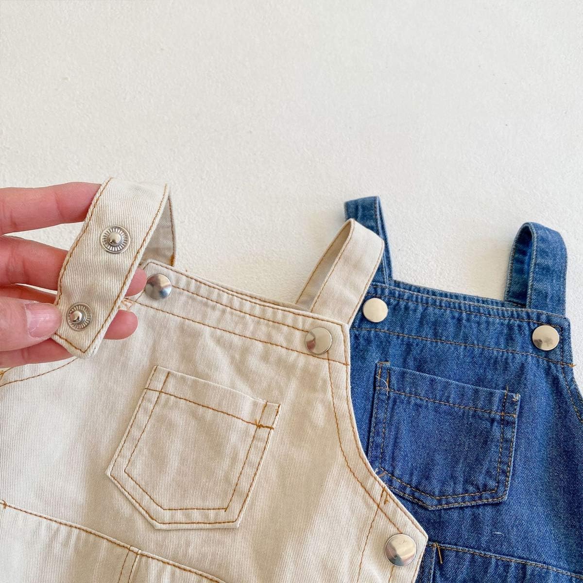 HOOLCHEAN Denim Bodysuit with Straps for Baby