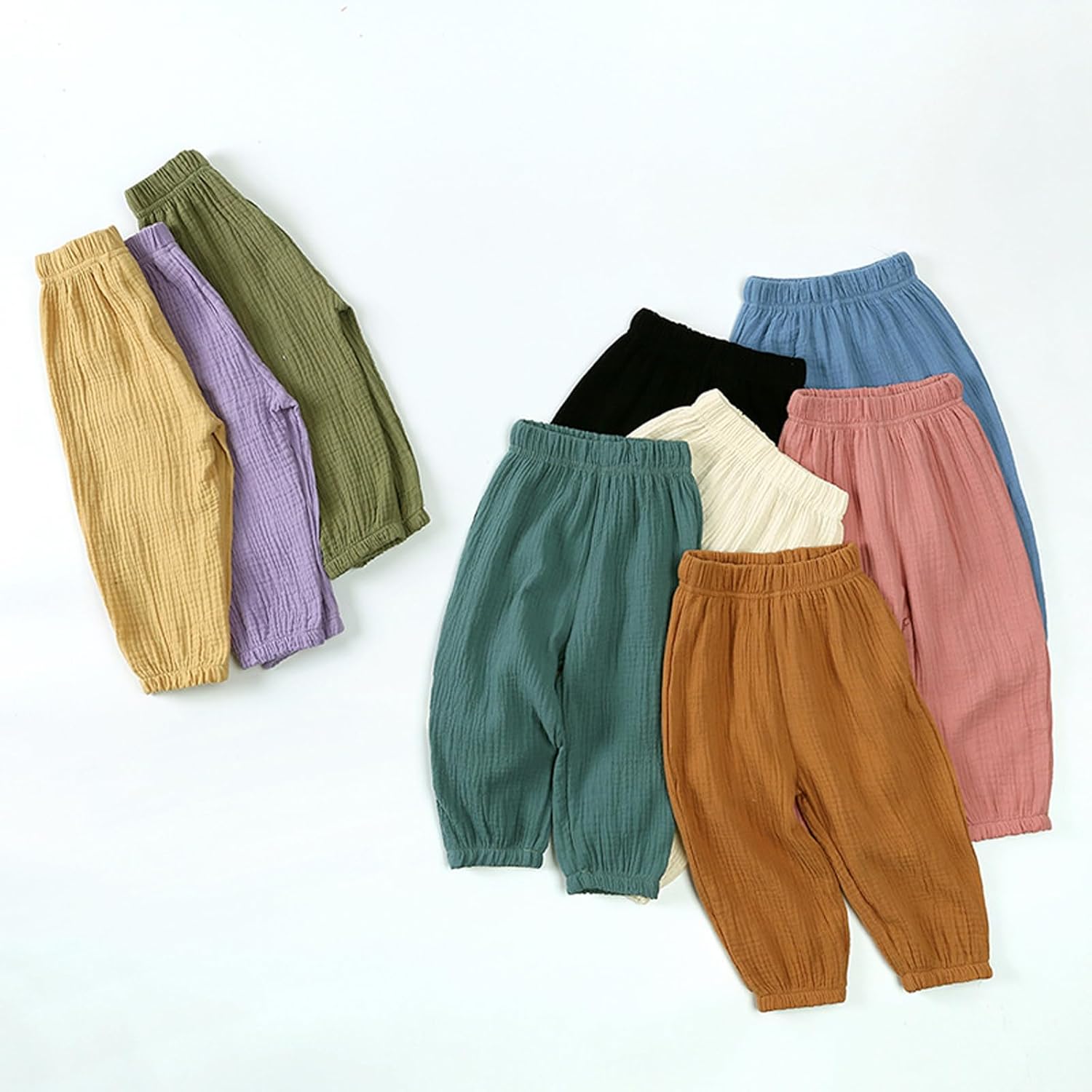 EISHOW Toddler Cotton Linen Trousers for Girls Boys