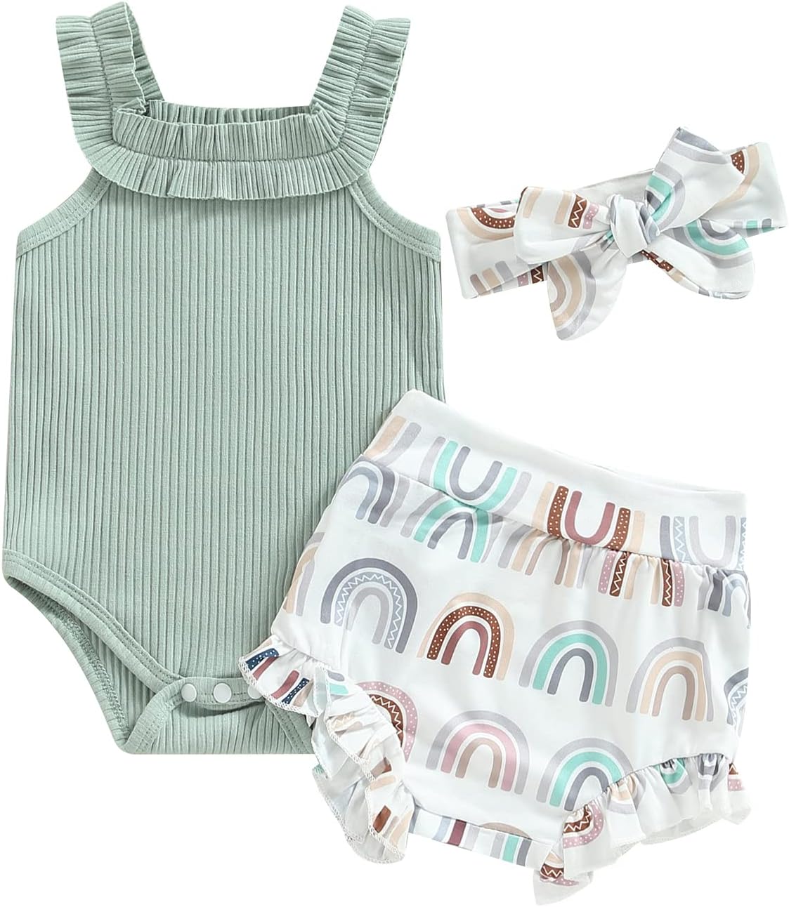 Cute Floral Print Romper for Baby Girls Summer Solid Outfit