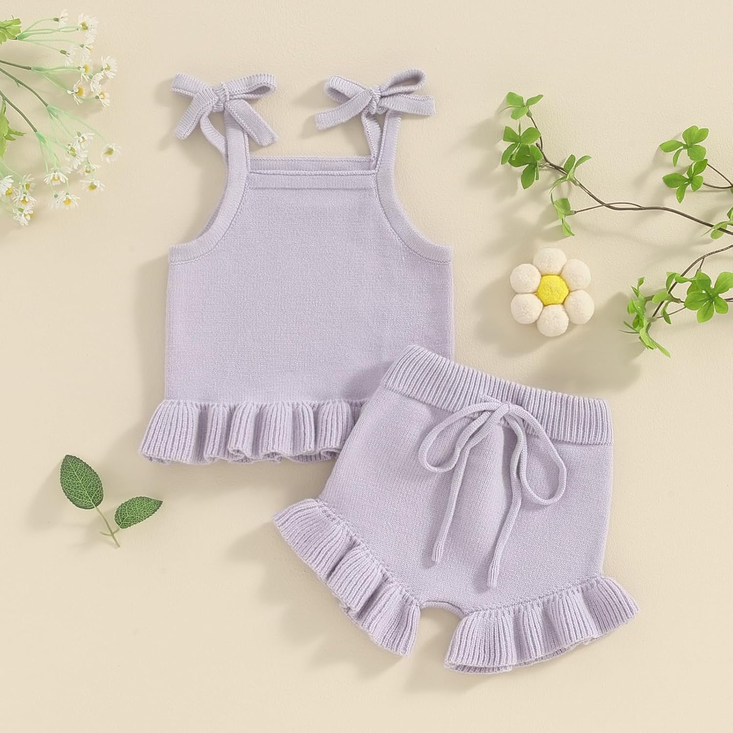 Berrys Trendy Baby Girl Summer Outfit Set with Tank Tops Ruffled Shorts