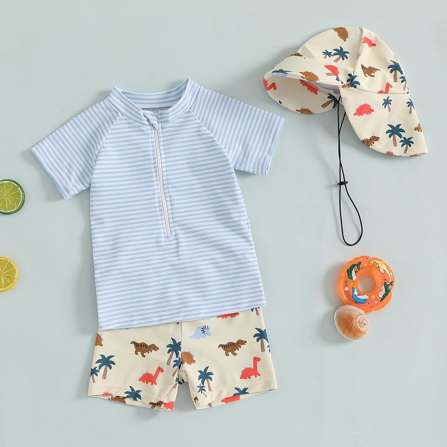 DuAnyozu Baby Boys 3-Piece Rash Guard Swim Set