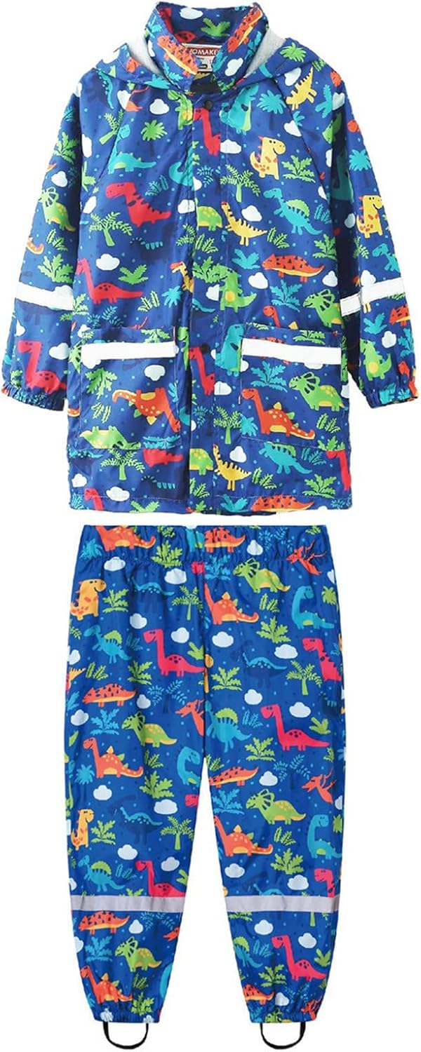 Adorable Cartoon Animal Kids Rain Suit Preschool suing Overalls Hooded