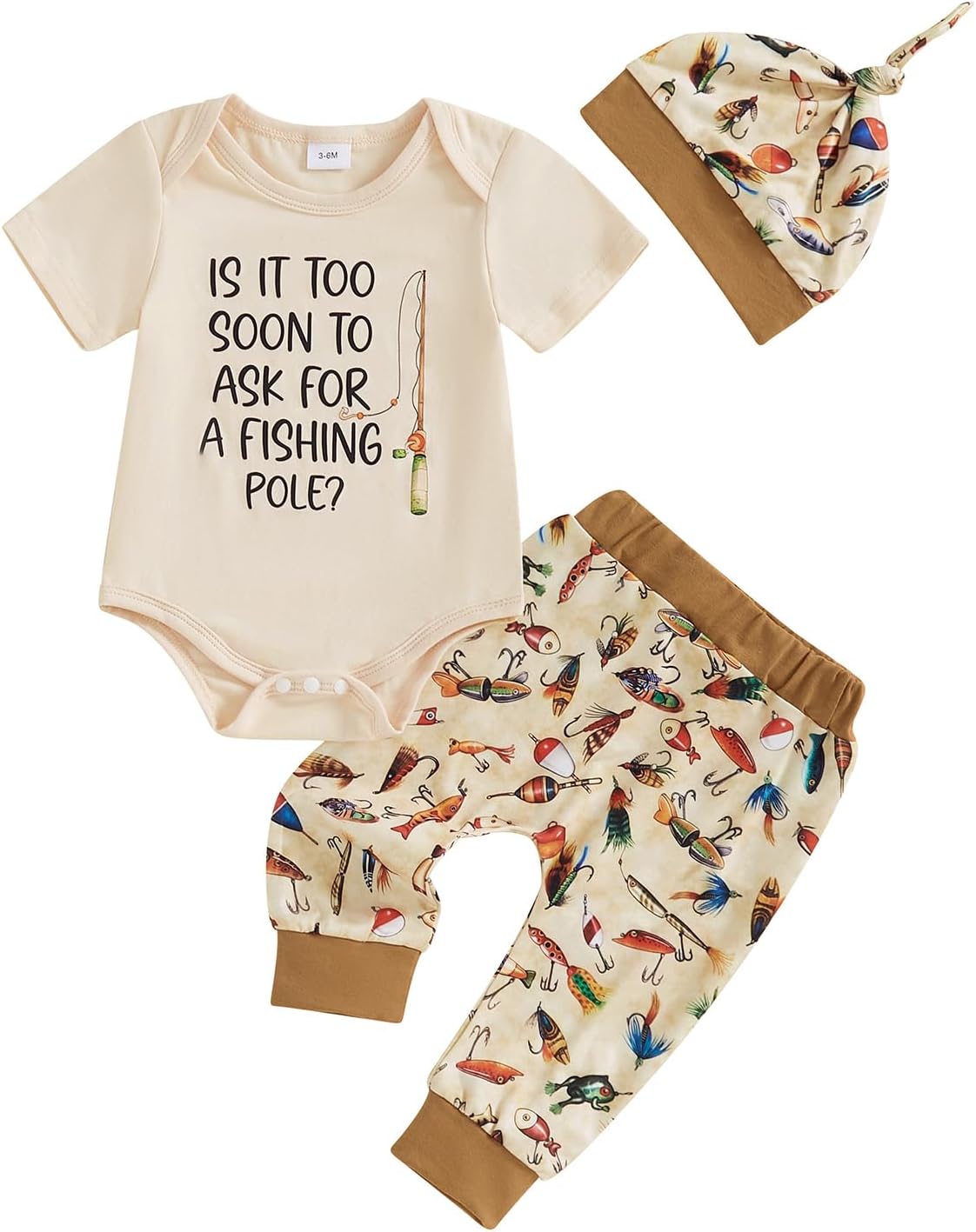 Newborn Baby Boy Cute Fishing Short Sleeve Romper Set
