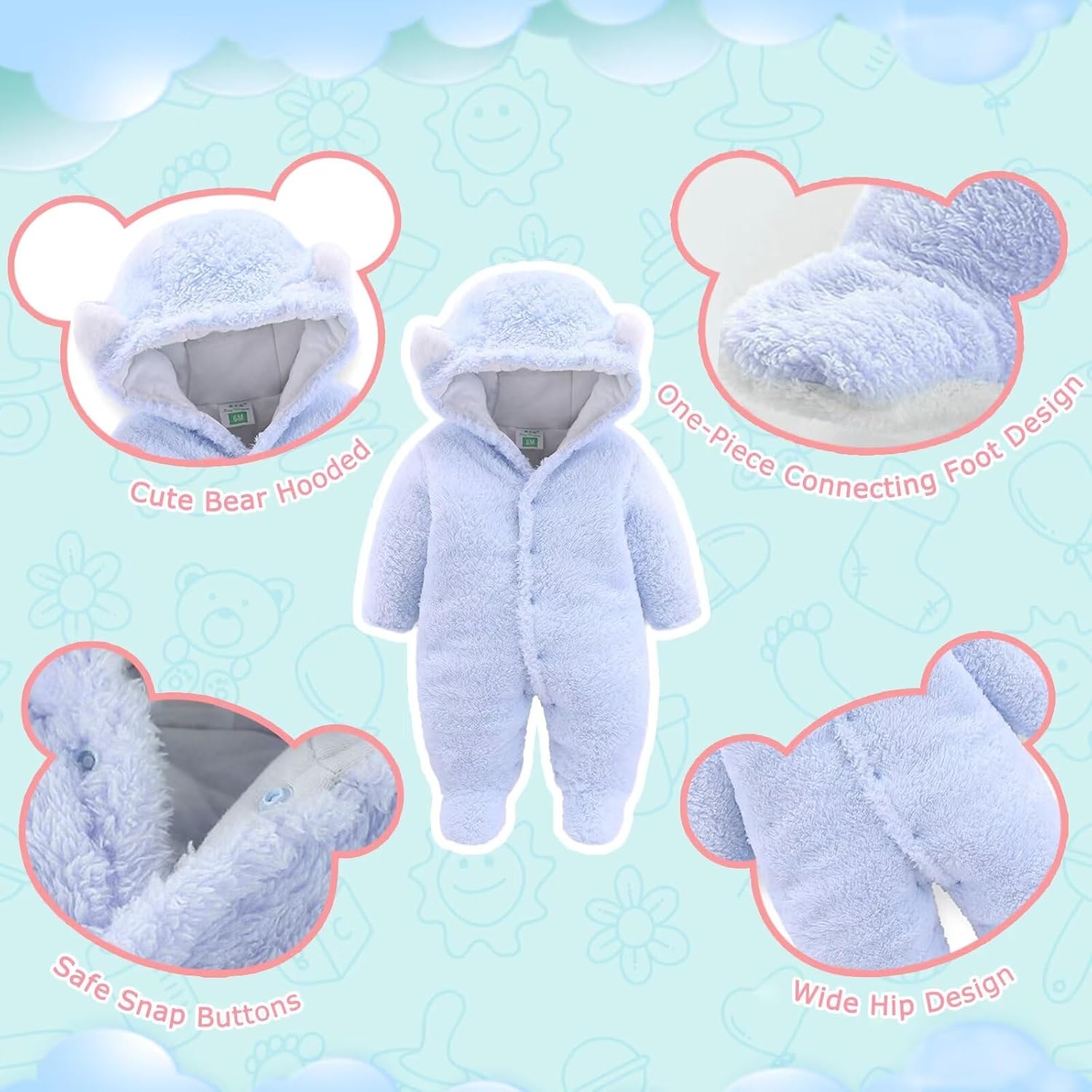 CYTAFE Cute Bear Snowsuit for Babies