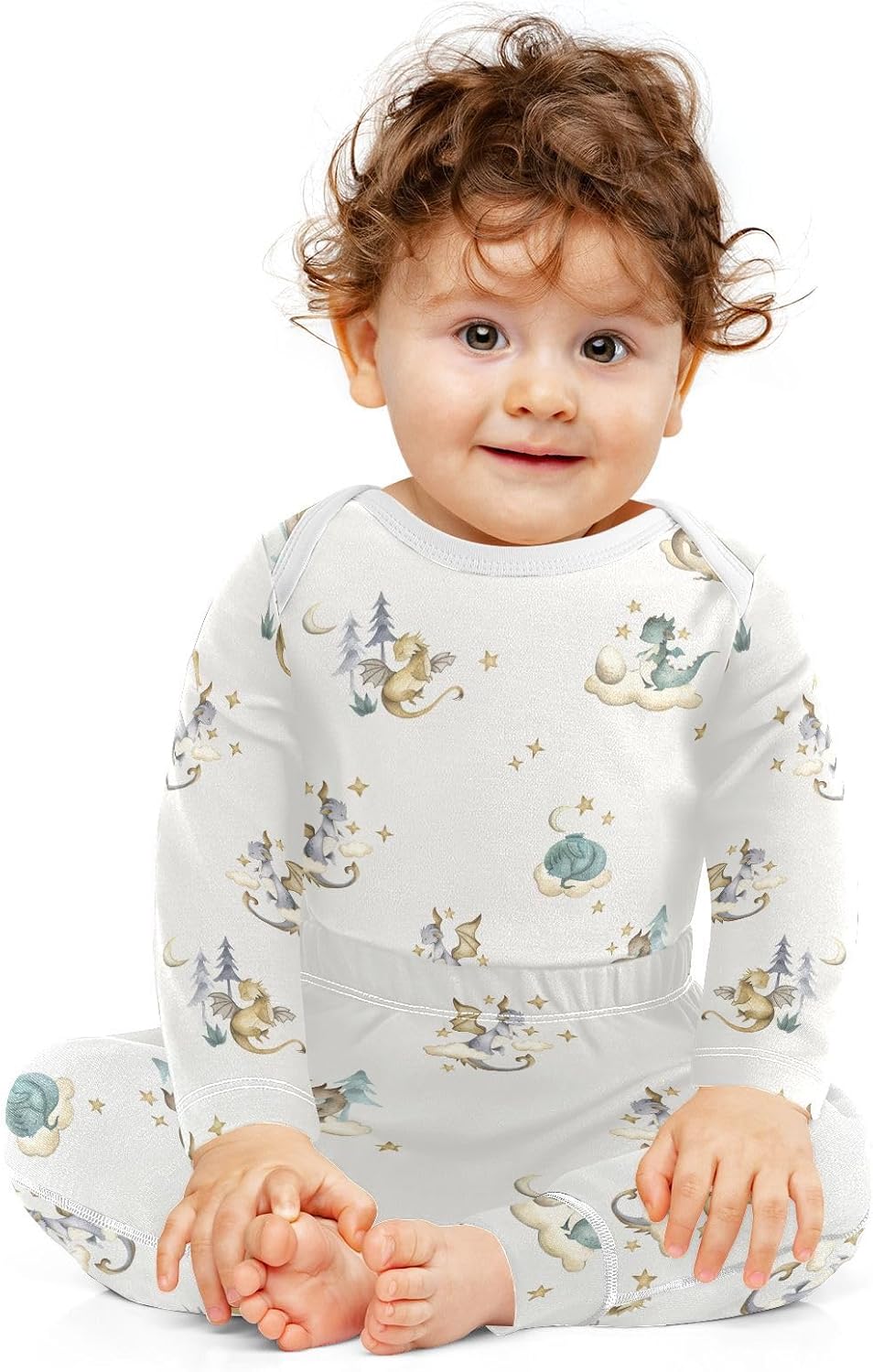 vvfelixl Baby Bodysuits Pants Sets White Gooses Long Sleeve