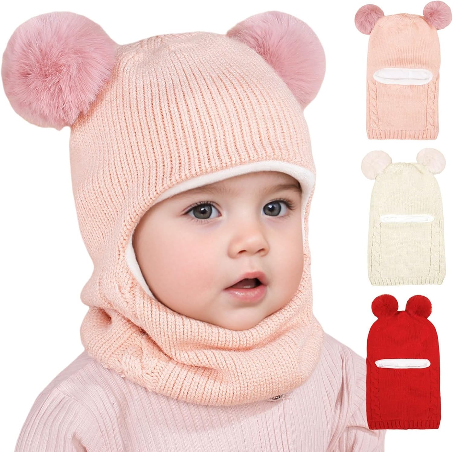 Winter Kids Knitted Hats Scarves Set Soft Warm and Cozy