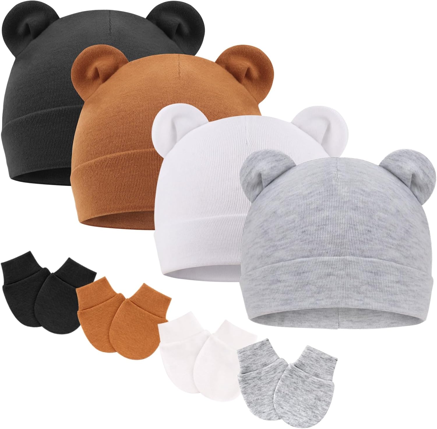 BQUBO Newborn Baby Mittens Hats Bundle